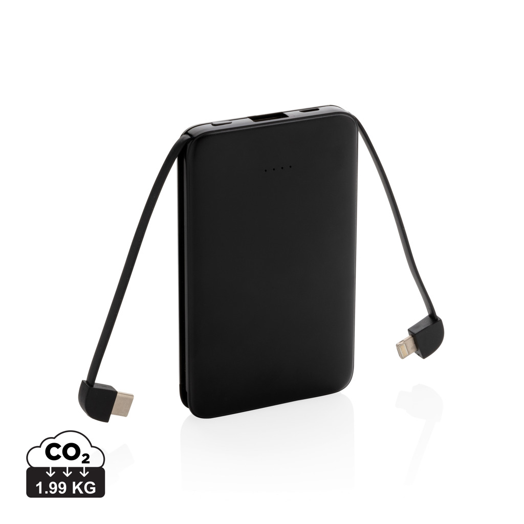 Powerbank tascabile 5.000 mAh con cavi integrati