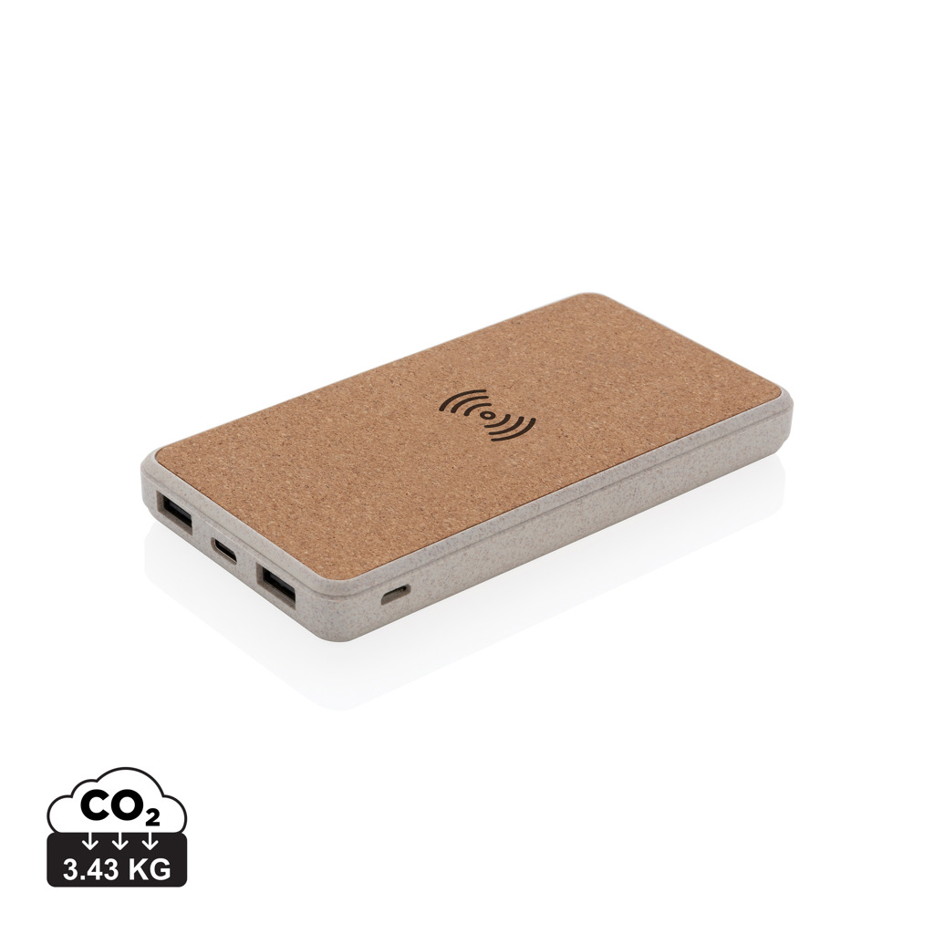 Powerbank wireless 8000 mAh in sughero e grano