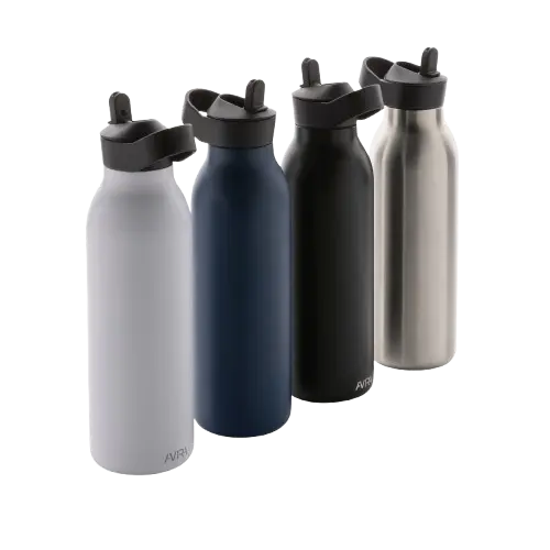 Borracce sportive personalizzabili in acciaio con tappo a cannuccia disponibile in diversi colori