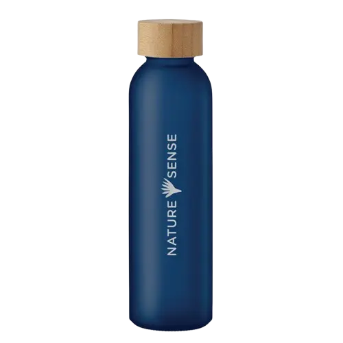 Borraccia in vetro smerigliato personalizzata da 500 ml con tappo in bamboo antigoccia - All Gadget Network