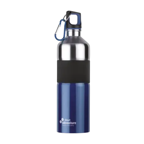Borraccia outdoor in acciaio con moschettone e fascia antiscivolo personalizzabile con logo - All Gadget Network