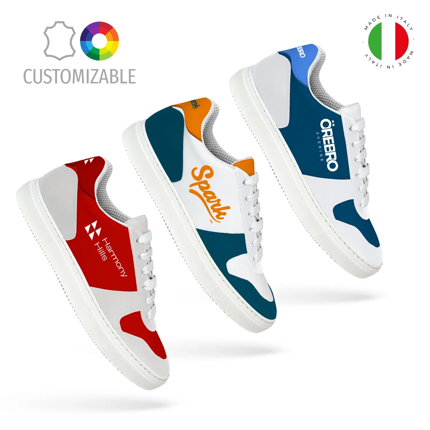 Sneakers Made in Italy completamente personalizzabili con colori logo e grafiche aziendali