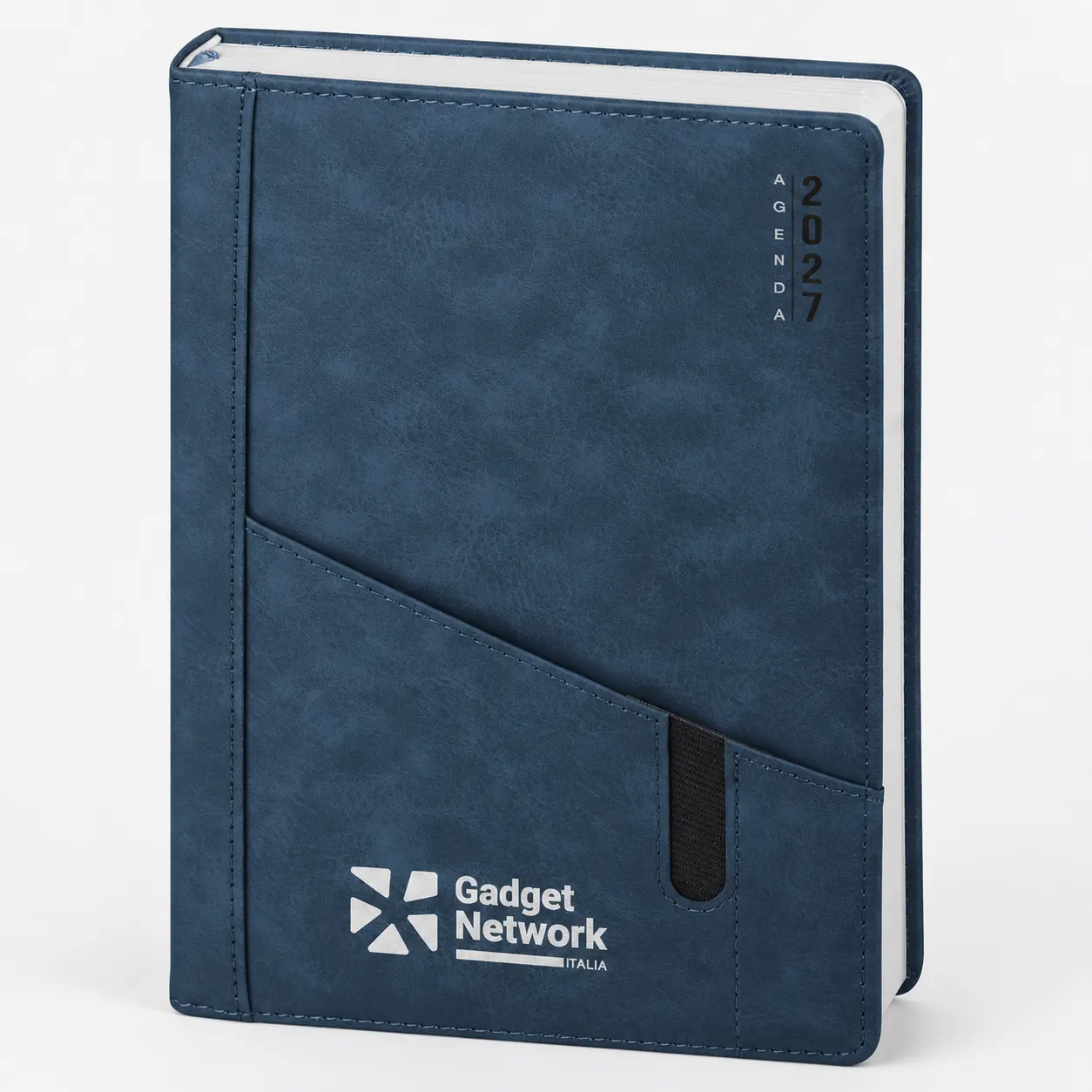 Agenda giornaliera 2027 personalizzata con logo e tasche porta accessori