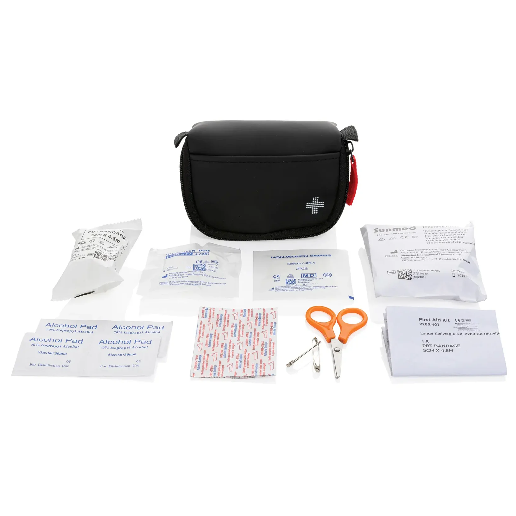 Kit pronto soccorso personalizzato in PU riciclato per auto viaggi e sicurezza aziendale