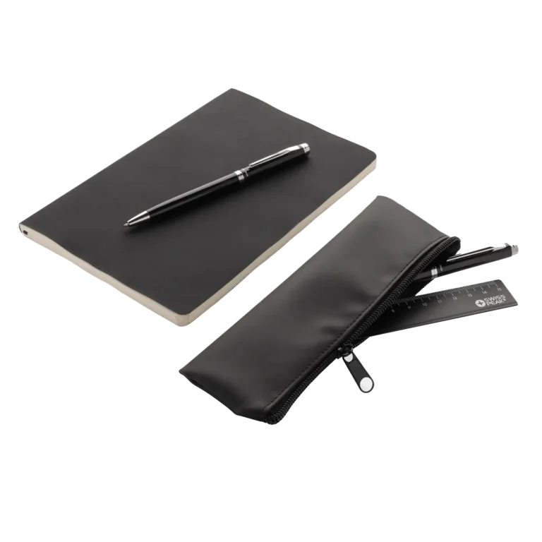 Set ufficio personalizzabile con taccuino, penne, righello e astuccio