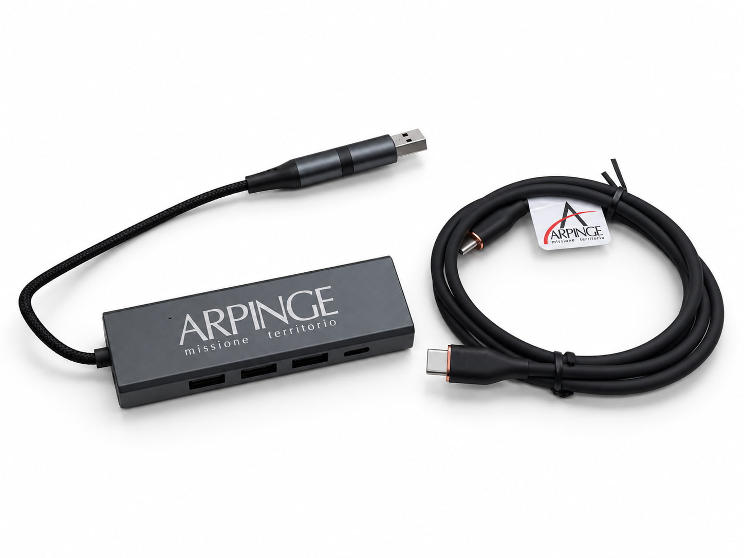 Set accessori PC con hub multiporta e cavo USB-C personalizzati con logo Arpinge